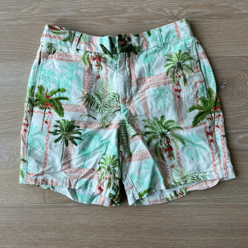 RSVLTS Tropical Palm Print Resort Shorts Bamboo Blend Size Small